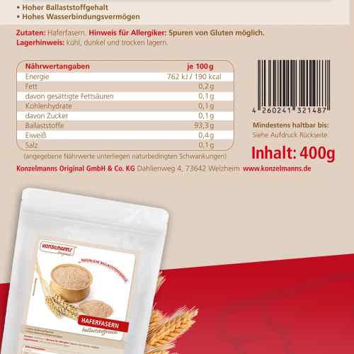 Konzelmanns Haferfasern Ballaststoffpulver 400g